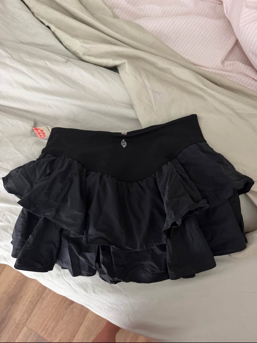 FP Movement by Free People Black Ruffled Tiered Mini Skirt